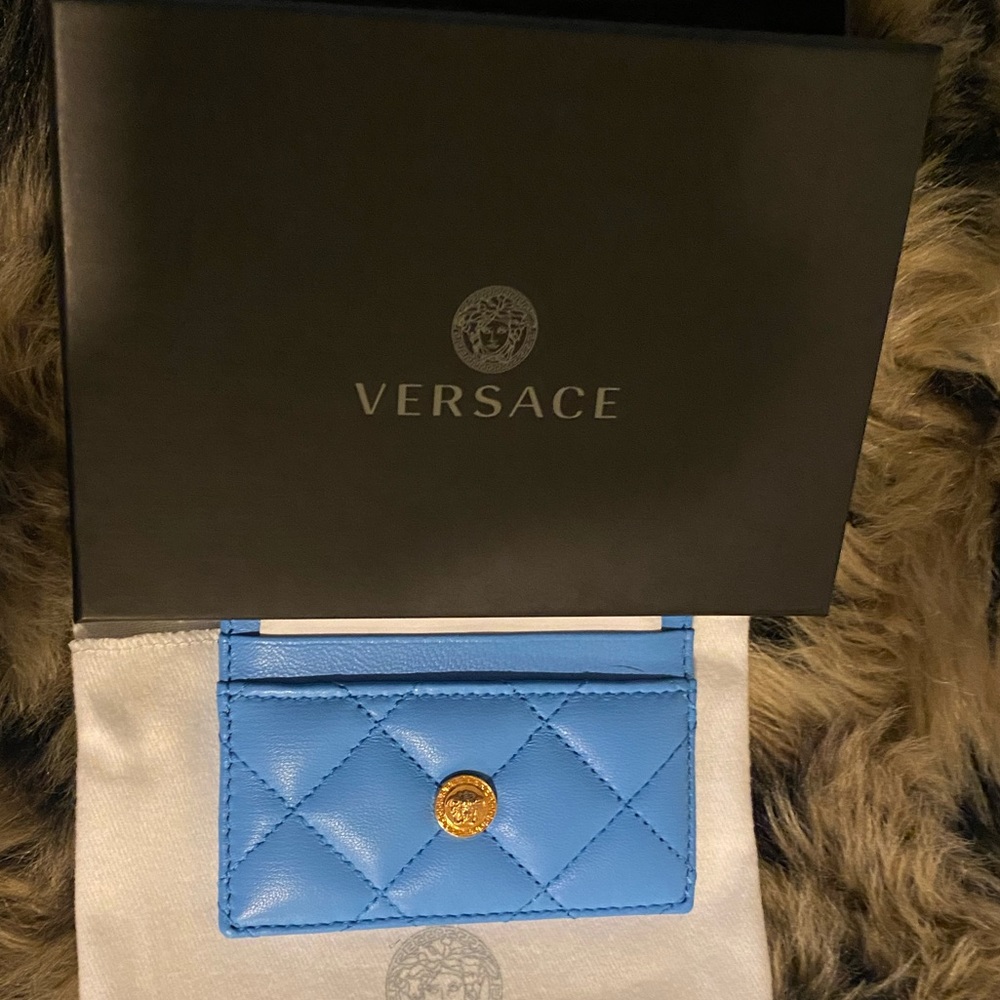 Blue quilted Versace card holder